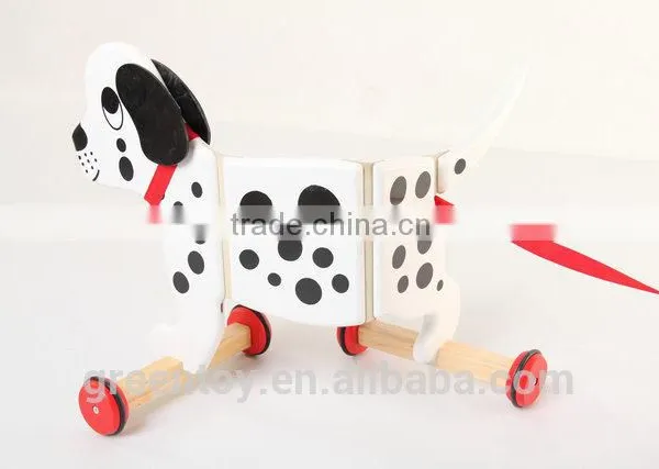 Baby Cute Pulling-dog Toys Wooden Pull&Push to