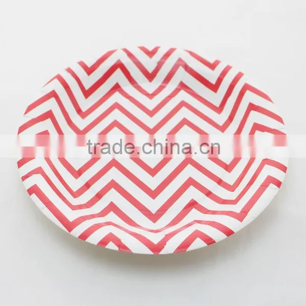 Party Products Supply 9 Inch Chevron Paper Plate Paper Dish 6 Colours photo-4