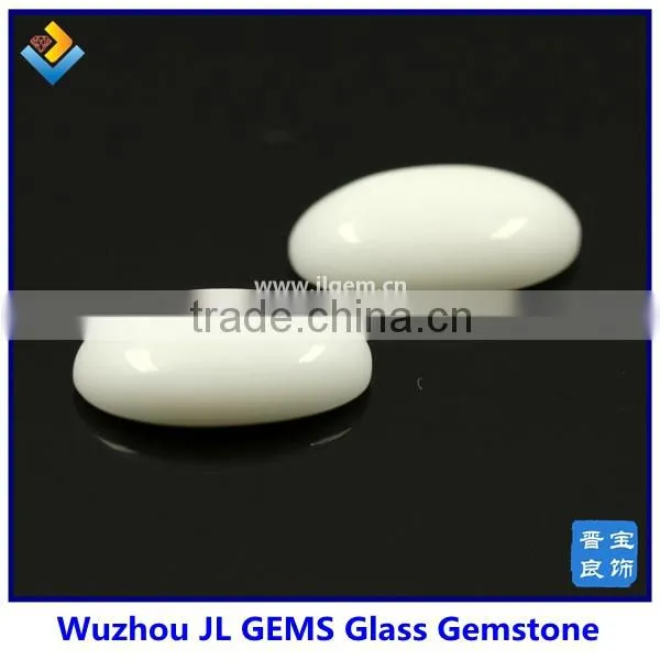 Milky White Glass Gemstone Oval Cabochon Stone for Jewelry photo-4