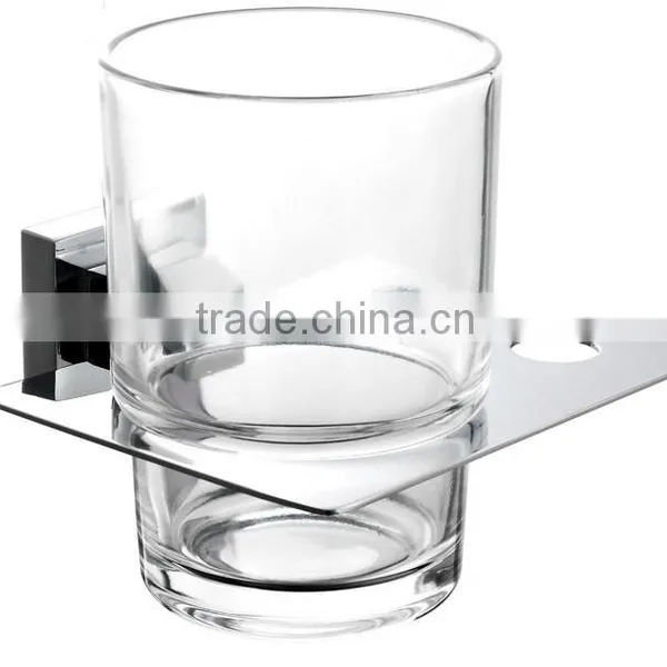 Tumbler cup and toothbrush holder copper base with Chrome finish+Glass Cup