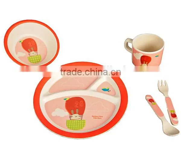 New Style Eco-friendly Bamboo Fiber Kids Dinnerware Set photo-3