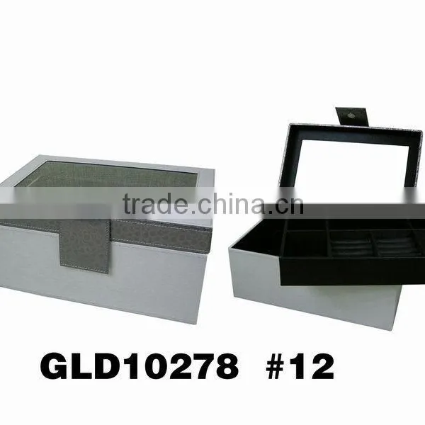 white jewelry box with tray/pvc clear window/snap