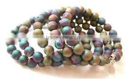 Layering Plated Natural Quartz Round Beads Bracelet