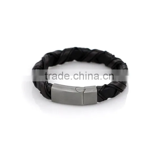 Magnet Clasp Bracelet Bead Stainless Steel Handmade Leather Bracelet photo-5