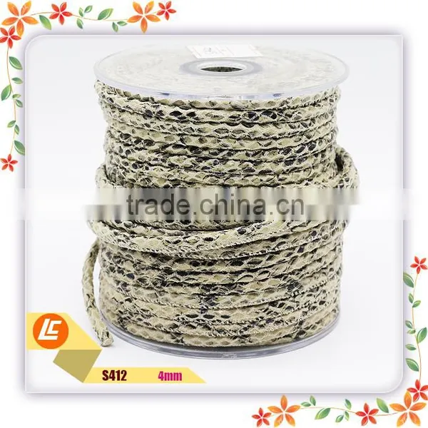 2016 Luxury Gray Natural Stitching Python Leather Cord 6mm photo-3