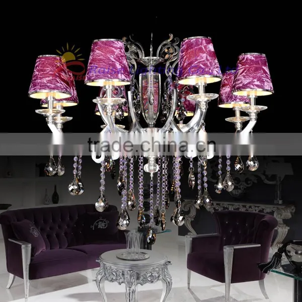 Crystal Pendant Light,Incandescent Bulb Chandelier,Glass Chandelier , 8 Lights With Lamp Shade