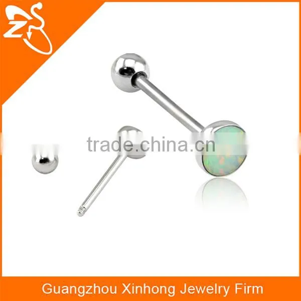 2016 Surgical Steel Barbell Tongue Ring Body Jewelry With Natural Stone photo-3