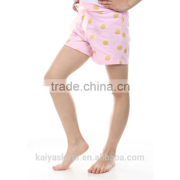 Multicolored Dots Bowknot Design Stylish Easy Sports Doing Cotton Children Girls Shorts photo-3