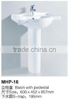 Ceramic Bowl Bathroom Sink Pedestal Wash Basin