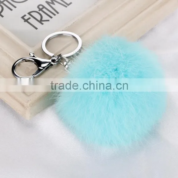 Fluffy Ball Pompom Fur Keychain Cute Keychains Rabbit Fur Ball Key Chain For Car Key Ring Bag photo-2