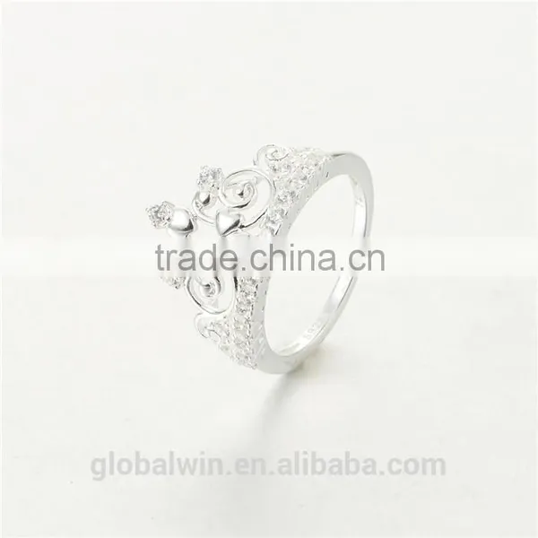 Fine Jewelry European Design Pure Silver Clear CZ Crown Ring photo-3