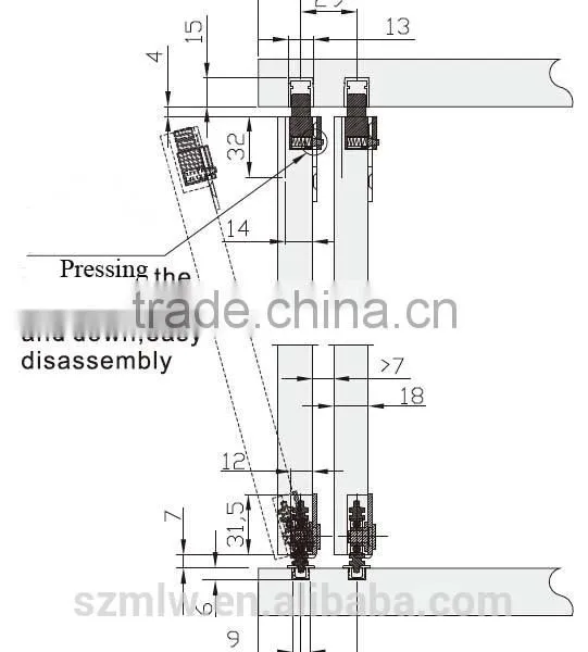 Aluminum Steel and PA6 Sliding Door Hardware for Warbrobe photo-2