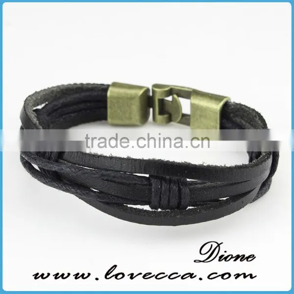New Design Handmade Men Long Braided Genuine Leather Bracelet photo-4