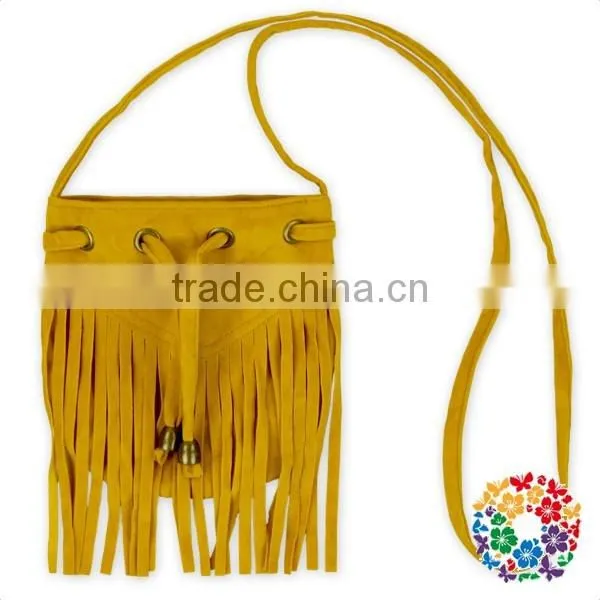 Cheap Vintage Fancy Design Coffee Suede Tassel Baby Kids Change Purse photo-3