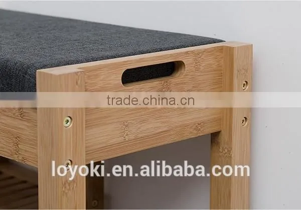 Eco Friendly Unique Bamboo Shoe Rack 2 Titer Bamboo Storage Bench With Seat photo-5