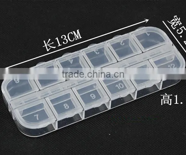 12 Compartment Transparent Cosmetic PS Plastic DIY Nail Art Kits Makeup Small Storage Box photo-2