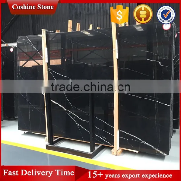 Cheap Chinese Black With White Vein Nero Marquina Marble photo-3