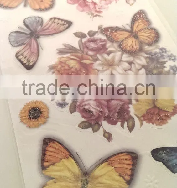 Light Brown Color Butterfly Glitter Sticker, Popular Design Decorative Shinny Glitter Sticker photo-5