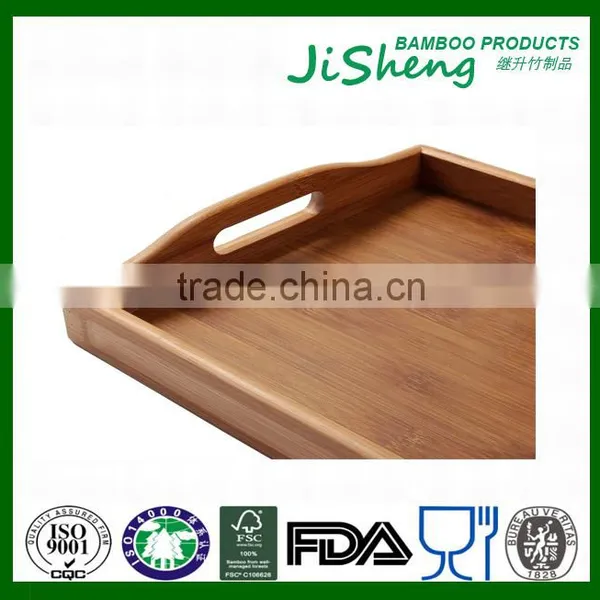 Rectangular Eco-friendly Bamboo Food Serving Tray With Handles: Serve Food, Coffee, Tea or Use as Party Platter photo-6