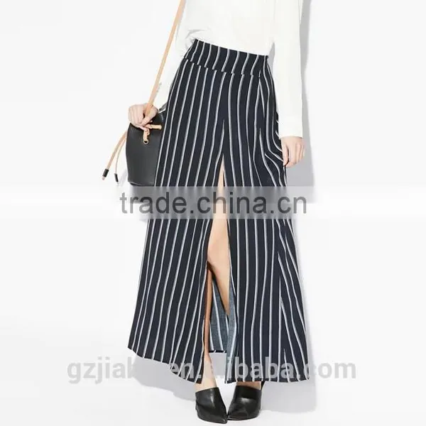 New Maxis Splits Skirts Women Plus Size Maxi Skirt Fashion High Street Black Striped Women Long Skirt photo-3