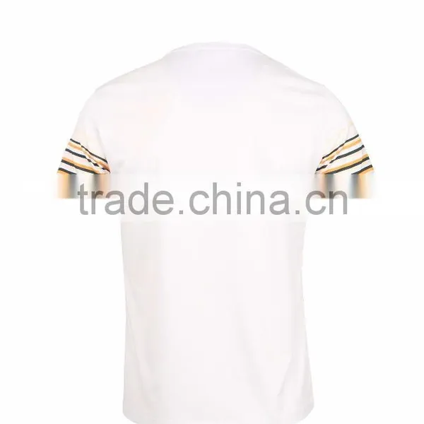 Mens Private Label White Stripe Cotton Solid t Shirt photo-2