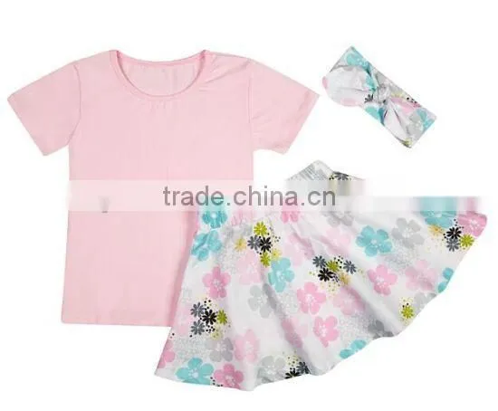 2016 China Product and Low Price Wholesale Pleated Skitrs Set With Top and Skirt and Headband for 6months -8years Baby Kids photo-4
