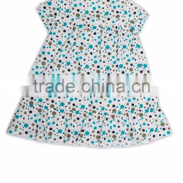 Organic Cotton Printed Girl's Puff Sleeve Summer Dress photo-2
