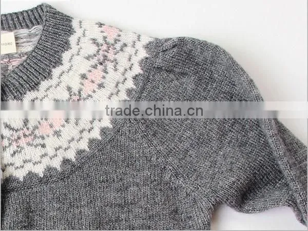 Girls Snowflake Pattern Knitted Christmas Sweater photo-5