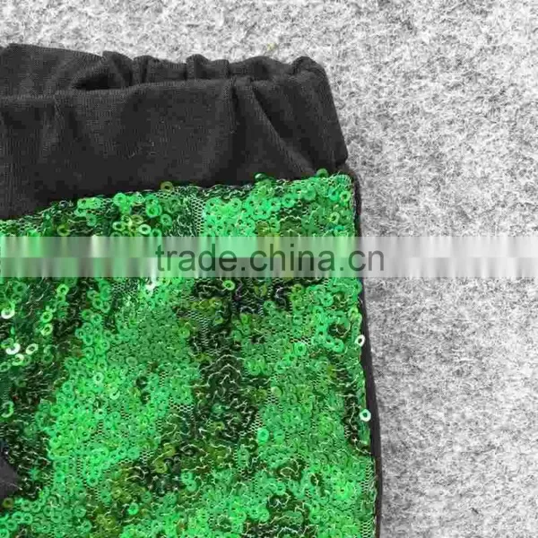 2016 New Baby St.Martin's Day Love Baby Kids St.Patrick Clothing Girls Green Sequins Pants With Matching Accessories photo-5
