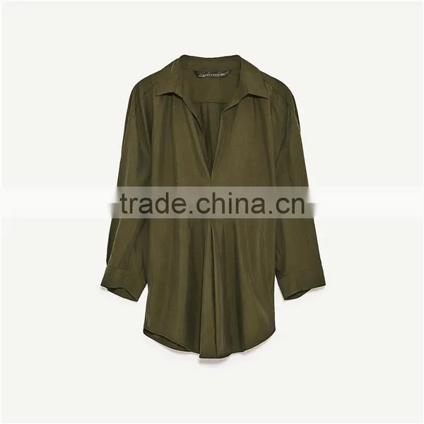 2017 OEM SpringButtoned Cuffs and Elbow-length Sleeves Polo Neck Shirt photo-6