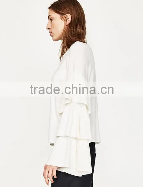 OEM Fctory Ladies Fancy Cotton Loose Knitting Organic Cotton Sweater for Wholesale photo-4