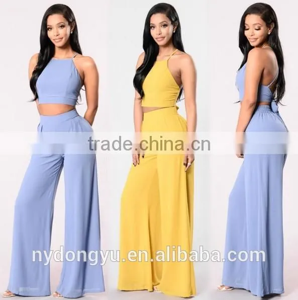 Green Belt Printed Bell Bottomed Trousers Pants / Yujn Split Flare Pants and Top Set photo-5
