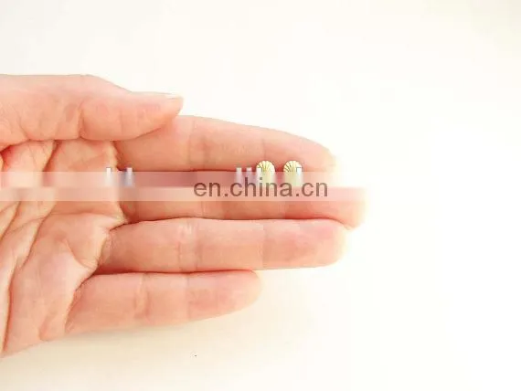 Teeny Tiny Gold Seashell Earrings Small Scallop Shell Simple Modern Jewelry photo-2