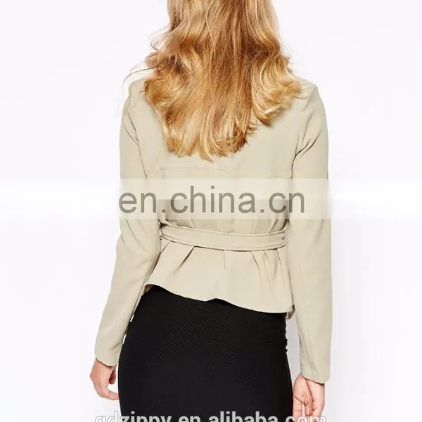 New Arrival Yoke Overlay With Self-tie Waist Belt Drape Waterfall Lady Jacket photo-3