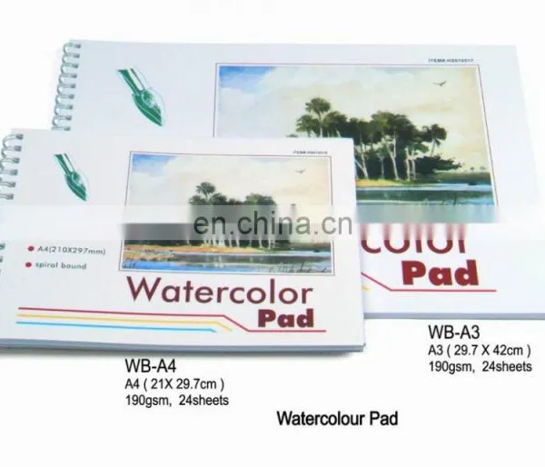 190gsm 24 Sheets Wire Bound Colored Cover A4 Watercolour Pad photo-2