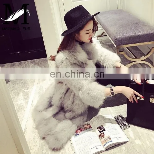 European Style Top Selling Real Fox Fur Products Cheap Women Knee Length Winter Coat photo-5