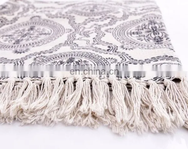 Indian Latest 3 X 5 Ft Black White Cotton Block Print Accent Area Dhurrie Rug Flat Weave Hand photo-2