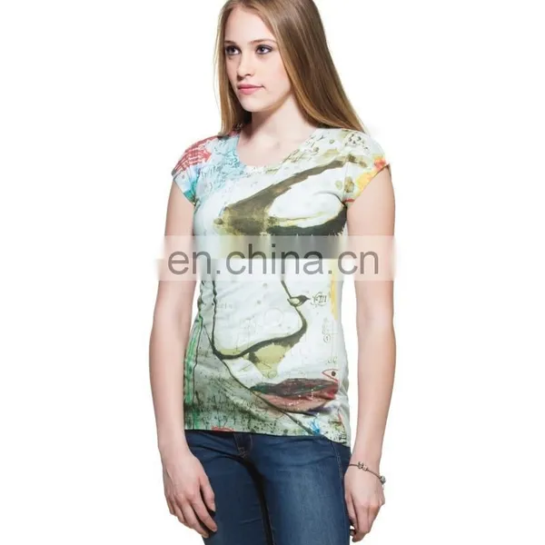 2015 Factory Direct Price Wholesale The Thinking Girl Print White T-shirt photo-5