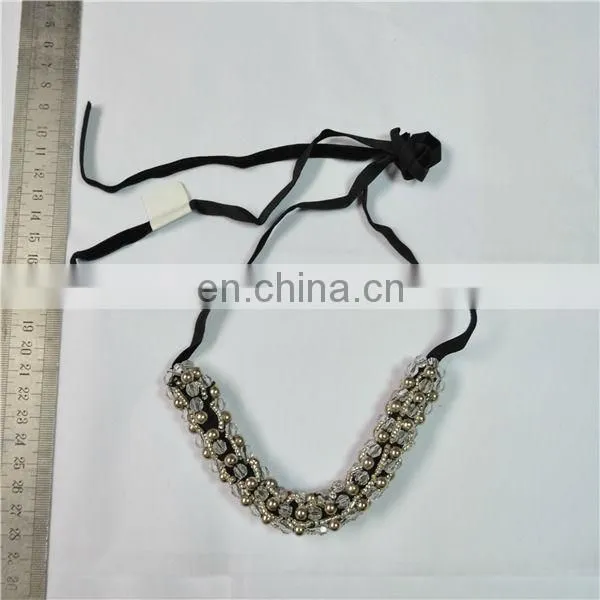 Pearls Beaded Strand Necklace With Satin Ribbon