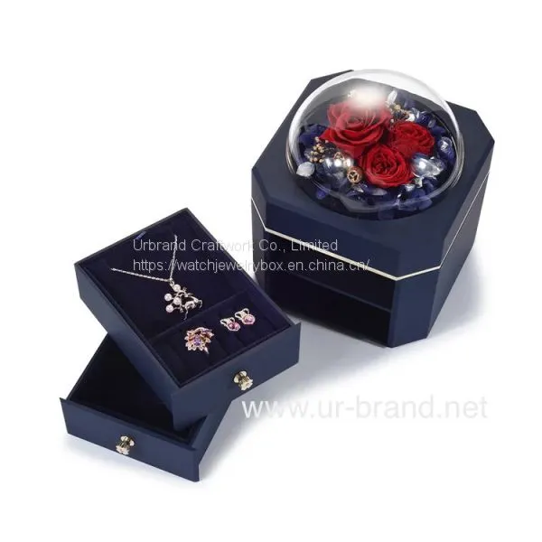 Hot Sale Jewelry Plastic Immortal Rose Flower Packaging Gift Box With Customized Logo photo-2