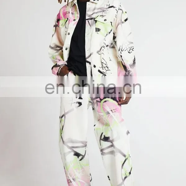 DiZNEW Wholesale All Over Printing Straight Leg Jeans Men photo-6