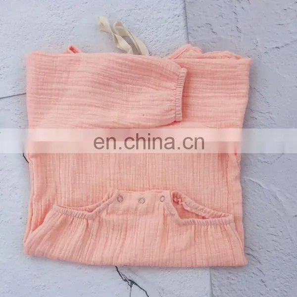Wholesale Soft Cotton Full Sleeve Baby Girls Boys Linen Romper photo-3