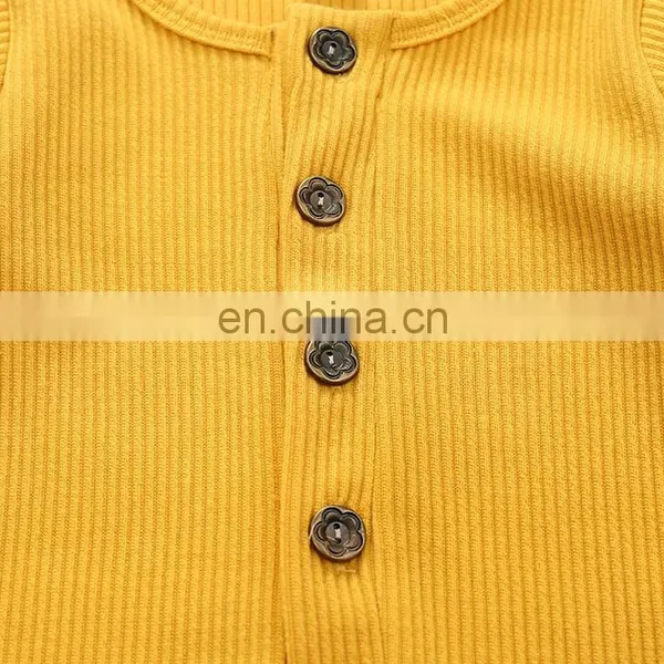Newborn Baby Clothes Solid Color Ribbed Cotton Jumpsuit Rompers Baby photo-3