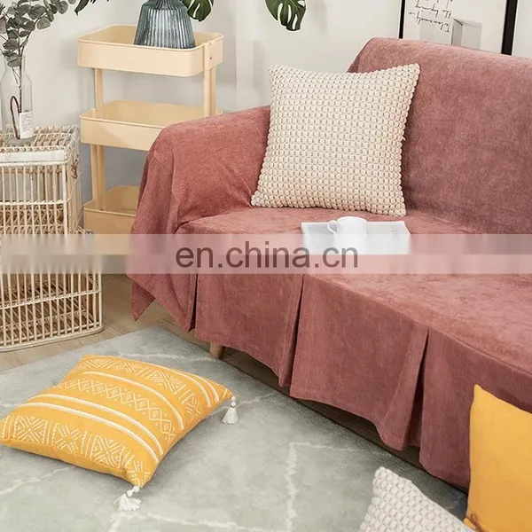 High Quality Colored Sofa Towel Soft Chenille Sofa Fabric Covers photo-4