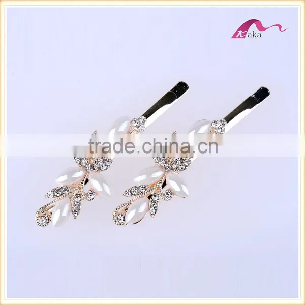 Multi Colors Elegant Charming Hair Grips Top Quality Metal Crystal Decoration Flower Ceramic Beads Hair Clips For Girls photo-2