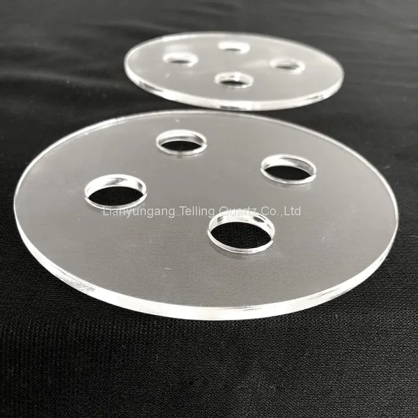 Laser Drilling Circular Clear Quartz Plate Sheet With Hole Optical Quartz Glass Plate Disc photo-3