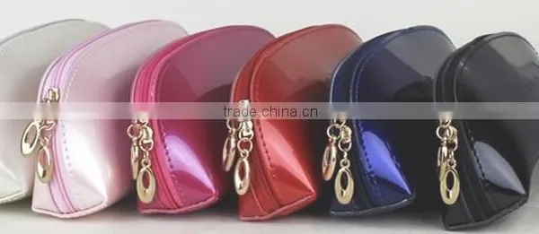 High Quality Makeup Bag With Custom Logo,professional Artist Leather Cosmetic Bag,OEM Leather Plain Purple Toiletry Makeup Bag photo-3