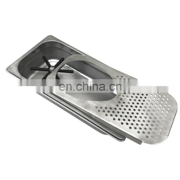 Recessed Milk Pitcher Rinser Drip Tray Stainless Steel Bar Accessories Brushed Stainless With Drain Board 4 Piece 2.55\