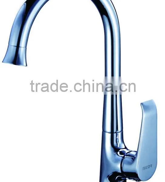 6806A Unique Brass Ceramic Cartridge Chrome Plated Kitchen Sink Faucet With Single Handle