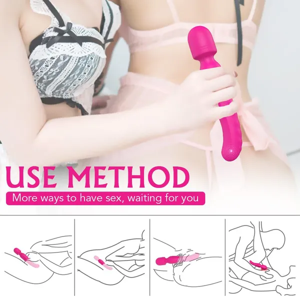 Dual-End Wand Massager — 3 Modes + Heating, 800mAh, IPX7, OEM photo-2